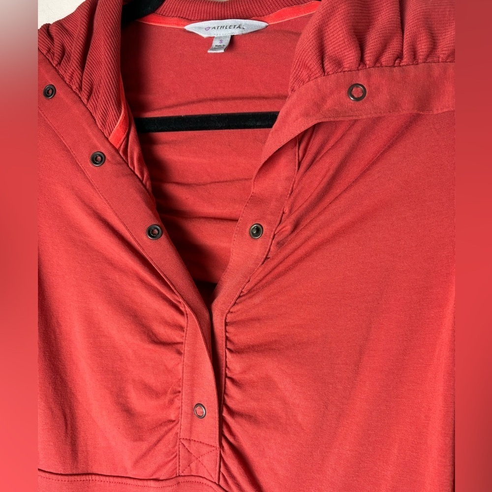 ATHLETA Cozy Up Popover Sweater Dress Red Rust Organic Women’s Size Small - Picture 2 of 10
